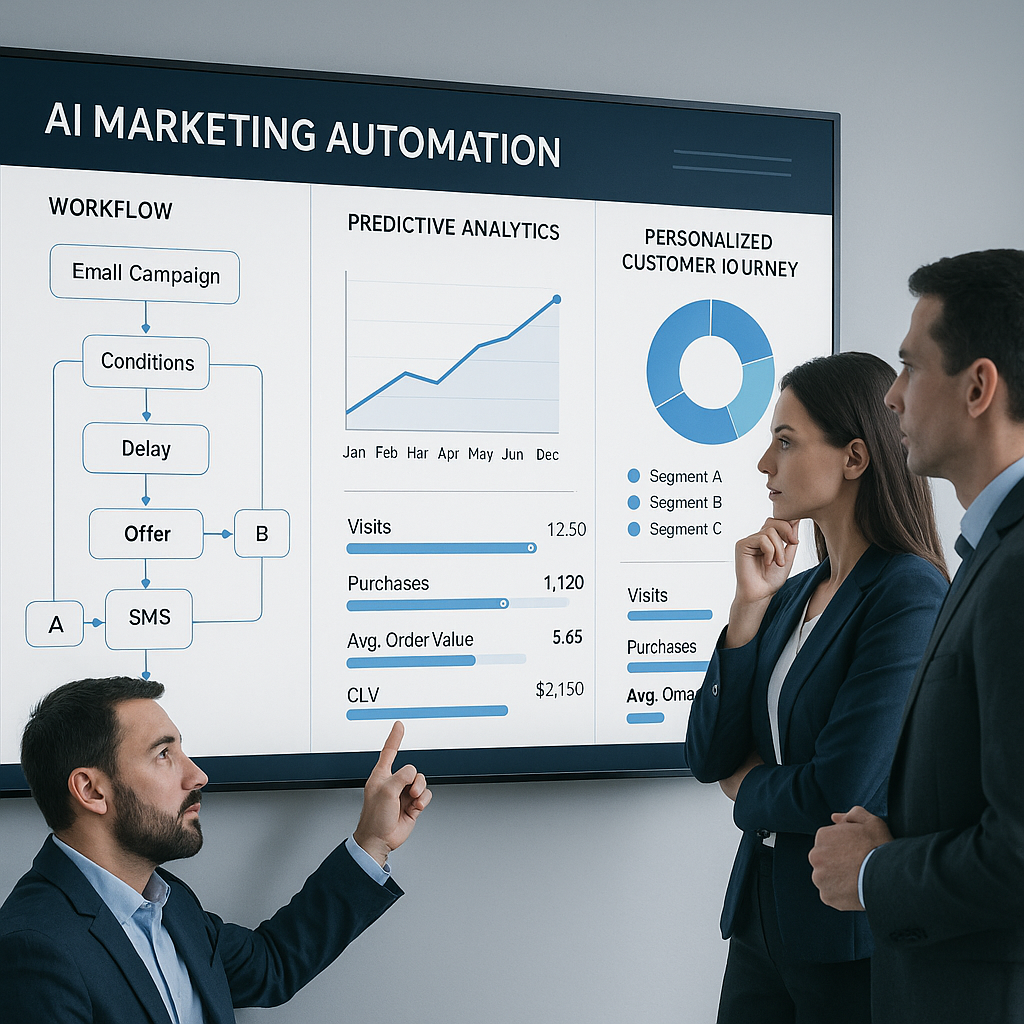 Tableau de bord moderne d'automatisation marketing piloté par l'IA