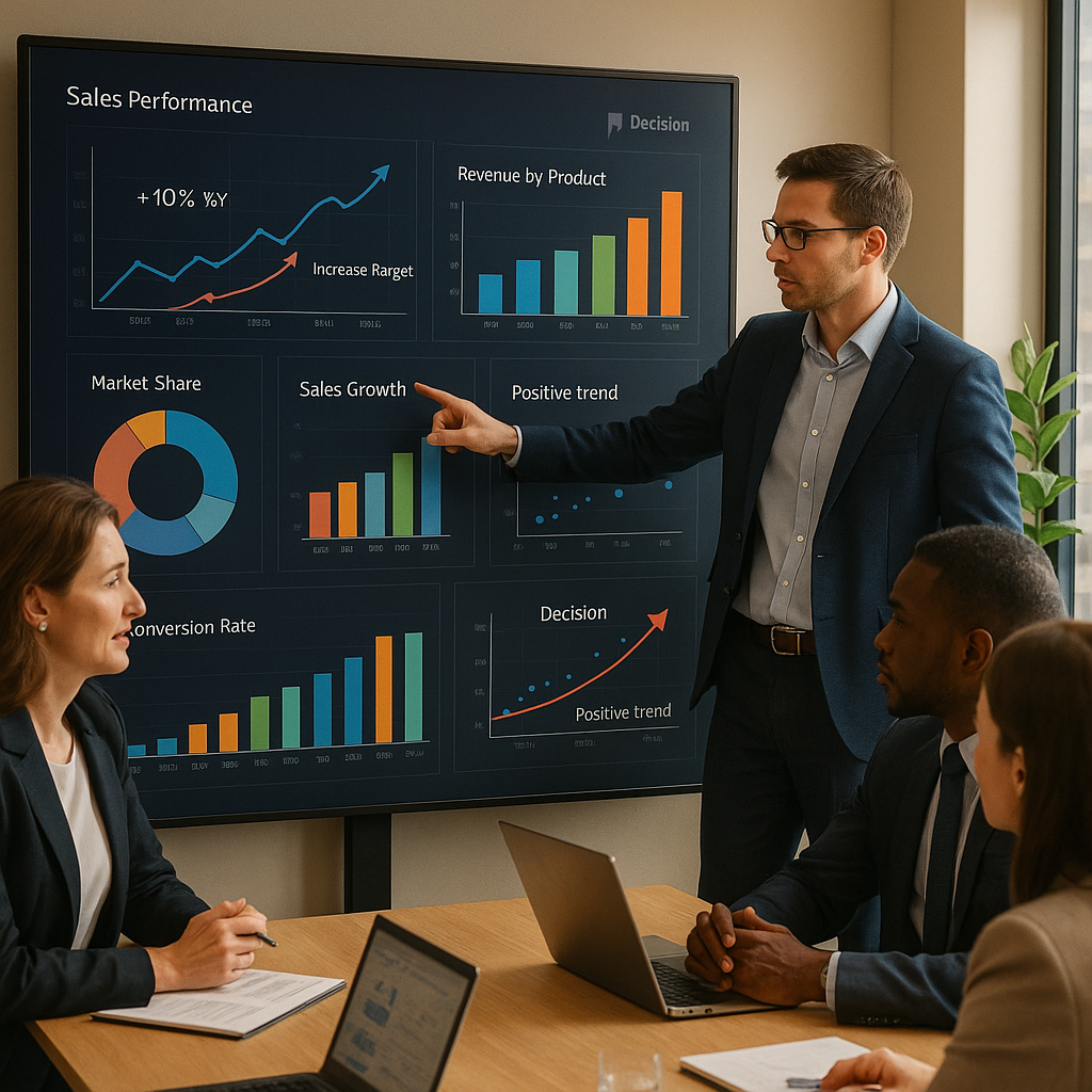 Tableau de bord professionnel montrant la visualisation de données pour la prise de décision