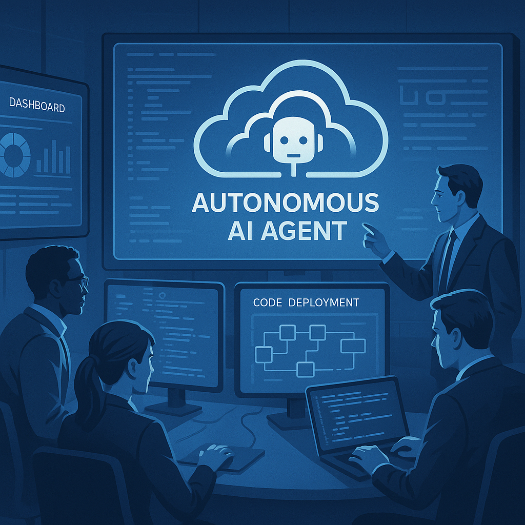 Équipe déployant un agent IA autonome sur une infrastructure cloud